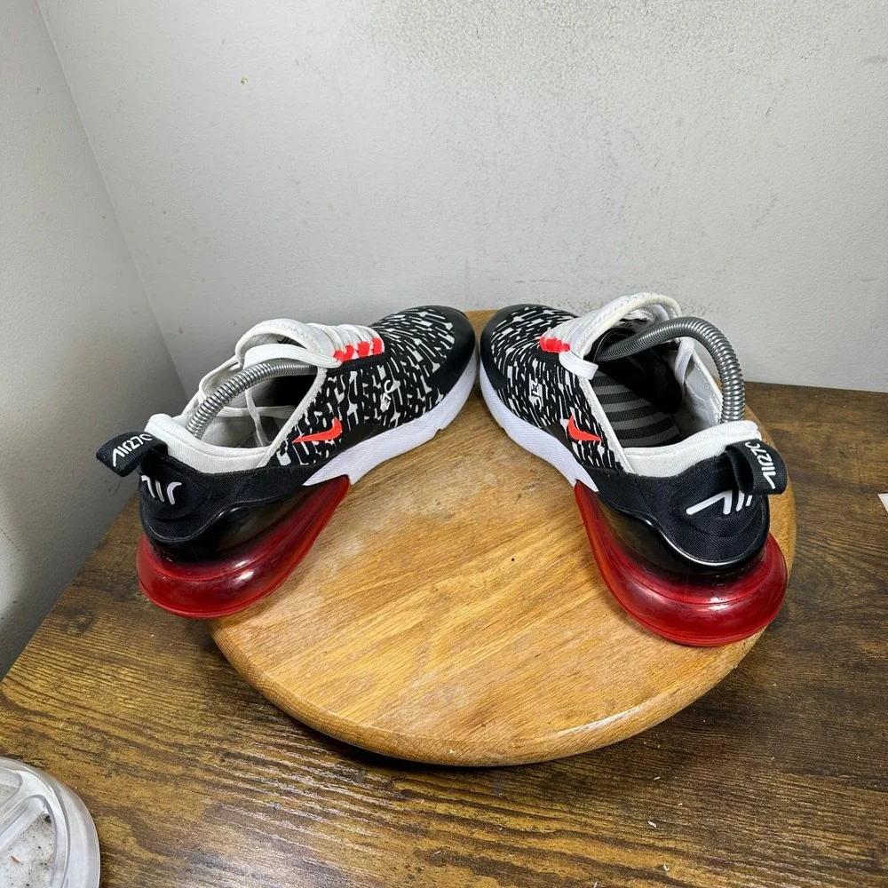 Nike Air Max 270 Black White Red Geometric Sneakers AR0021-001 Womens 8.5 7Y